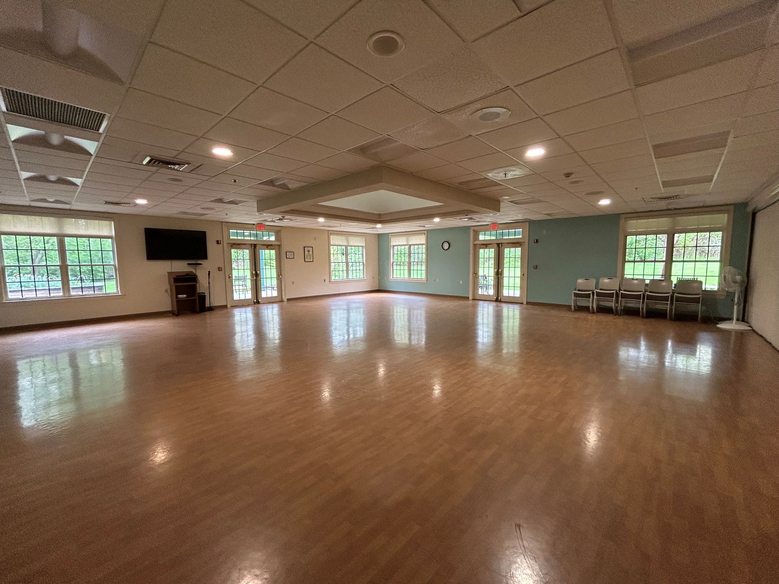 The Multipurpose Room serves a variety of functions including exercise and musical performances.