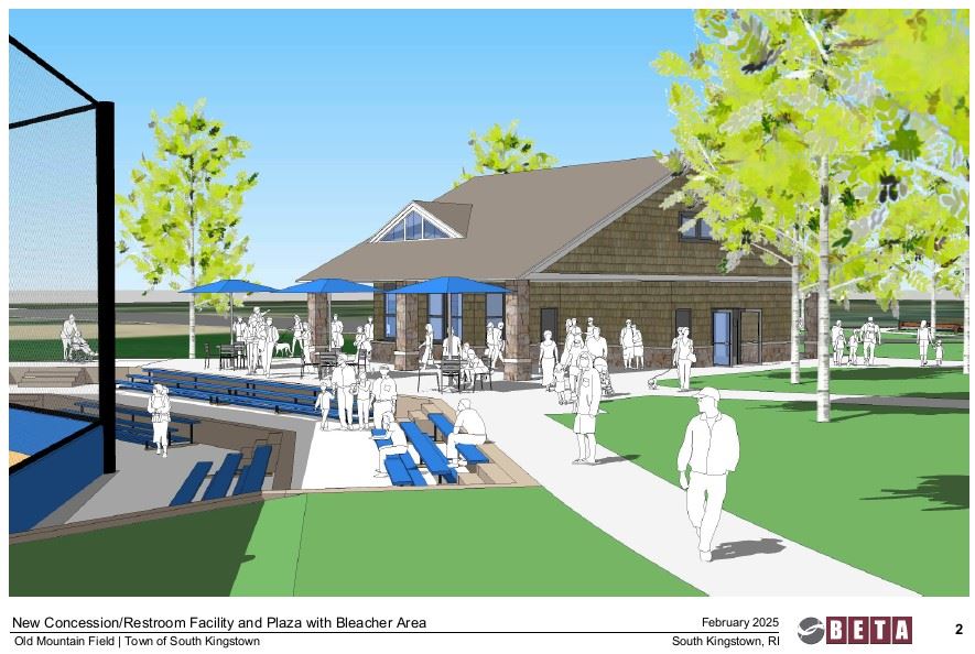 omf patio seating area and concession bldng